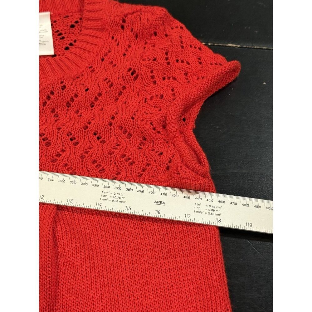 Y2K Babydoll Cherry Tomato Red Cardigan Sweater Knit Short Sleeve Womens Medium - Picture 7 of 8